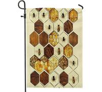 Drapeaux de jardin esthétiques rétro en nid d'abeille, 30,5 x 45,7 cm, double face pour décoration extérieure, drapeau vintage en toile d'insectes, abeilles, pour maison, petit drapeau de pelouse