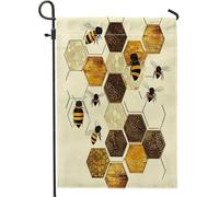 Drapeaux de jardin esthétiques rétro en nid d'abeille, 30,5 x 45,7 cm pour extérieur, drapeaux verticaux vintage en lin pour maison, jardin, pelouse, décoration extérieure