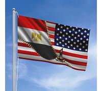 Drapeaux De Jardin États-Unis, Américain Et Égypte, Égyptien Drapeaus Décoratif Durable Bannières Extérieure Résistant Drapeau Fierté Pour Défilé Balcon Fête 90X150CM
