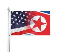 Drapeaux De Jardin États-Unis Et Corée Du Nord Bannières Extérieure Résistant Drapeaus Décoratif Couleurs Vives Bannière Jardins Pour Fête Festivals Défilé 90X152CM