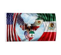 Drapeaux De Jardin États-Unis Mexique Amitié Aigles Mexicain Américain Fort Treer Drapeau Drapeau Extérieur Premium Pour Jardinage Balcon Fête 90X150 Cm