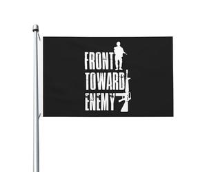 Drapeaux De Jardin Face À L'Ennemi Bannière De Jardin Vintage Bannière De Cour Pour Balcon Défilé Extérieurs 90X150 Cm