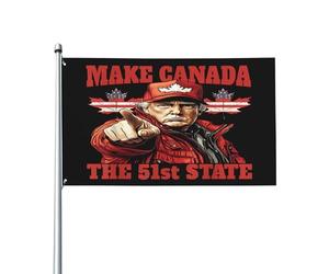 Drapeaux De Jardin Faisons Du Canada Le 51E État Fier Des Américains Bannière Jardins Imperméabiliser Bannières Extérieure Decoration Drapeaus Décoratif Pour Festivals Balcon Fête 90X150CM