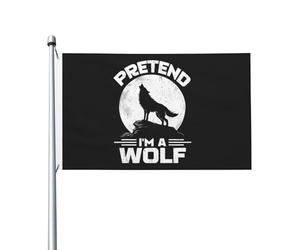 Drapeaux De Jardin Faisons Semblant D'Être Un Loup Bannière De Cour Décoratif Bannière De Jardin Pour Célébrations Vacances Intérieurs 90X150 CM