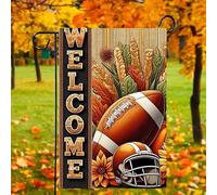 Drapeaux De Jardin Fall Football Welcome Autumn With Wheat And Rustic Flowers Fall Harvest Premium Pelouse Drapeaux Coupe-Vent Et Étancheune Treer Drapeau Pour Ferme Jardinage S