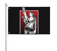 Drapeaux De Jardin Femmes Mafieuses Braqueuses Bandits Armées Drapeaux Décoratifs D'Extérieur Imperméabiliser Bannières Extérieure Pour Décoration Festivals Pelouse 90X150 Cm