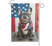 Drapeaux De Jardin Fête Nationale Américaine Du 4 Juillet, Avec Un Bouledogue Français Et Un Patriotisme. Drapeau Fierté Durable Bannières Extérieure Drapeaus Décoratif Pour 30X45CM