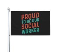 Drapeaux De Jardin Fière D'Être Notre Assistante Sociale Drapeau Fierté Couleurs Vives Bannière Jardins Imperméabiliser Bannières Extérieure Pour Festivals Balcon Fête 90X152Cm