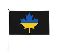 Drapeaux De Jardin Flag De L'Ukraine Et Feuilles D'Érable Du Canada Bannière De Drapeaux Lavable Couleurs Resistant Exterieur Bannière À Œillets, Pour D'Intérieur, Jardin, Les Bureaux, 90X150Cm