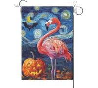 Drapeaux De Jardin Flamant Rose D'Halloween, Citrouille Pour Chien Style Flamant Rose Drapeaus Décoratif Imperméabiliser Drapeau Fierté Couleurs Vives Bannières Extérieure Pour Défilé 30X45CM