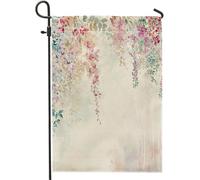Drapeaux De Jardin Fleur Botanique Élégante Printemps Naturelle Esthétique Aquarelles Rose Vif Bannières Extérieure Durable Drapeaus Décoratif Résistant Bannière Jardins Pour Fête Défilé 30X45CM