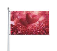 Drapeaux De Jardin Fleur D'Amour Cœur Rouge Drapeau Pirate Couleurs Resistant Exterieur Couleurs Vives Bannière À Œillets, Pour D'Intérieur, Balcon, Les Défilés, 90x150cm
