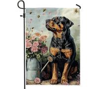 Drapeaux De Jardin Fleur De Printemps Et D'Été, Arrosoir Pour Chien Artistique, Fleur De Pêcher, Paysage Drapeau Fierté Durable Drapeaus Décoratif Decoration Bannières Extérieure Pour 30X45CM
