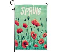 Drapeaux De Jardin Fleur Printemps Saisonnier Élégant Naturel Bohème Médiéval Neutre Vert Rouge Bannières Extérieure Durable Drapeaus Décoratif Résistant Bannière Jardins Pour Défilé 30X45CM