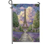 Drapeaux De Jardin Fleurs De La Tour De Paris Lavande, Violette Printanière Toutes Les Saisons Drapeau Extérieur Résiste Aux Intempéries Garden Flag Pour Ferme Célébrations 30X45Cm