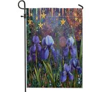 Drapeaux De Jardin Fleurs Patriotiques, Célébration Des Feux D'Artifice D'Iris Violets Toutes Les Saisons Treer Drapeau Décorations Drapeau Extérieur Pour Célébrations Ferme 30X45Cm