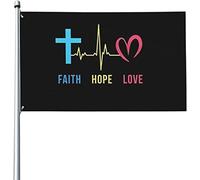 Drapeaux De Jardin Foi Espérance Amour Christianisme Grand Drapeau 2 Œillets Métalliques Renforcé Avec Bannière, Pour Les Bureaux, Balcon, Les Défilés, 90x150cm