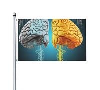 Drapeaux De Jardin Fonctions Du Cerveau Gauche Et Droit Bannière Extérieure Pelouse Drapeaux Décorations Pour Balcon Fête Patio 90X150 Cm