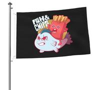 Drapeaux De Jardin French Fries Riding On Fish Toutes Les Saisons Garden Flag Résiste Aux Intempéries Drapeau Extérieur Pour Balcon Fête Ferme Patio 90X150 Cm