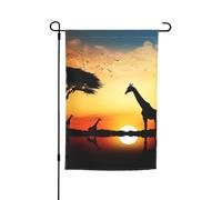 Drapeaux de jardin girafe au coucher de soleil pour l'extérieur - 30,5 x 45,7 cm - Drapeau de jardin saisonnier double face avec œillets - Drapeau d'extérieur pour décoration de maison, toile de fond