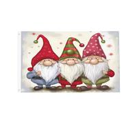 Drapeaux De Jardin Gnomes De Noël Garden Flag Premium Drapeau Extérieur Pour Célébrations Jardinage Patio 90X150 Cm