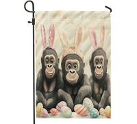 Drapeaux de jardin gorille de printemps de Pâques 30,5 x 45,7 cm double face pour décoration extérieure, animaux sauvages amusants, œufs groovy en toile, vacances, extérieur, petit drapeau de pelouse