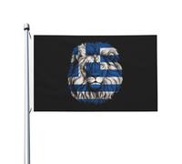 Drapeaux De Jardin Grèce Grec Hellène Achéen Argien Noir Drapeaus Décoratif Résistant Bannières Extérieure Couleurs Vives Drapeau Fierté Pour Fête Balcon Défilé 90X152CM
