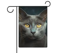 Drapeaux de jardin gris avec étoiles de chat 30,5 x 45,7 cm double face pour l'extérieur, drapeau de cour, drapeau floral de bienvenue, drapeaux de jardin, décorations de vacances