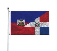 Drapeaux De Jardin Haïti Triangle Haïtien Et République Dominicaine Bannières Extérieure Durable Drapeau Fierté Résistant Drapeaus Décoratif Pour Festivals Défilé Fête 90X152CM