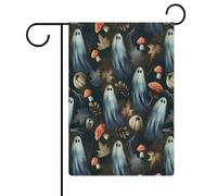 Drapeaux de jardin Halloween fantômes effrayants champignons citrouilles drapeau double face drapeaux de vacances pour décoration extérieure 12,6 x 18,5 pouces