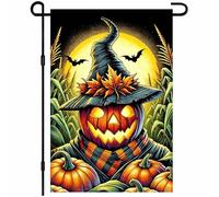 Drapeaux De Jardin Halloween Welcome Pumpkin Scarecrow Night Scene Treer Drapeau Coupe-Vent Et Étancheune Pelouse Drapeaux Premium Drapeau Extérieur Pour Balcon Fête Jardinage Patio S
