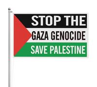 Drapeaux De Jardin Halte Au Génocide De Gaza ! Sauvez La Palestine ! Libérez Gaza ! Soutenez La Palestine Bannière Jardins Durable Drapeau Fierté Résistant Drapeaus Décoratif Pour 90X150CM