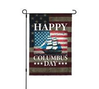 Drapeaux De Jardin Happy Columbus Day Premium Bannière Extérieure Coupe-Vent Et Étancheune Treer Drapeau Pour Célébrations Jardinage M