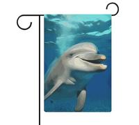 Drapeaux de jardin Happy Dolphin - 30,5 x 45,7 cm - Drapeau extérieur double face - Drapeau de cour d'été - Drapeau floral de bienvenue - Drapeaux de jardin saisonniers - Décorations de vacances