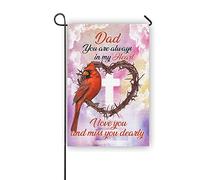 Drapeaux De Jardin Happy Father'S Day In Heaven Cardinal I Miss You Dearly Coupe-Vent Et Étancheune Drapeau Extérieur Premium Pelouse Drapeaux Pour Patio Jardinage M