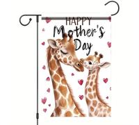 Drapeaux De Jardin Happy Mother’S Day Giraffe Mom And Baby Giraffe Love Heart Premium Drapeau Extérieur Coupe-Vent Et Étancheune Treer Drapeau Pour Célébrations Ferme M