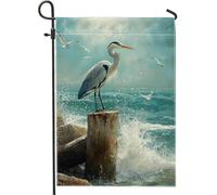 Drapeaux De Jardin Héron Bleu Et Blanc Faune Côtière Drapeau Pirate Personnalisés Décoratif Drapeaux, Pour Les Bureaux, Les Défilés, Jardin, 30x45cm