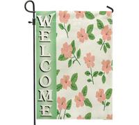 Drapeaux de jardin hibiscus printaniers de 30,5 x 45,7 cm pour l'extérieur, jolies fleurs amusantes standard verticales en lin pour maison, kawaii floral, jardin, pelouse, décoration extérieure