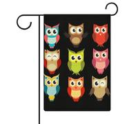 Drapeaux de jardin hibou mignons, drapeau double face, drapeaux de vacances pour décoration extérieure 12,6 x 18,5 pouces