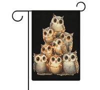 Drapeaux de jardin hibou mignons, drapeau double face, drapeaux de vacances pour décoration extérieure 12,6 x 18,5 pouces