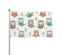Drapeaux De Jardin Hiboux Et Arbres Colorés Et Mignons Pelouse Drapeaux Coupe-Vent Et Étancheune Drapeau Extérieur Pour Ferme Jardinage Célébrations 90X150 CM