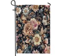 Drapeaux de jardin hippie bohème de 30,5 x 45,7 cm pour extérieur, fleurs esthétiques, drapeaux verticaux standard en lin pour maison, drapeau floral rétro pour cour, pelouse, décoration extérieure