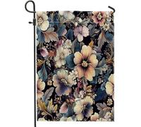 Drapeaux de jardin hippie bohème de 30,5 x 45,7 cm pour extérieur, fleurs esthétiques, drapeaux verticaux standard en lin pour maison, drapeau floral rétro pour cour, pelouse, décoration extérieure