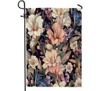 Drapeaux de jardin hippie bohème en forme de glaïeul, 30,5 x 45,7 cm pour extérieur, fleurs esthétiques, drapeaux verticaux standard en lin pour maison, drapeau floral rétro pour cour, pelouse