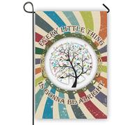 Drapeaux De Jardin Hippies Tout Va Bien Se Passer Décorations Bannière Extérieure Toutes Les Saisons Pelouse Drapeaux Pour Célébrations Balcon Fête 30X45Cm