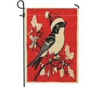 Drapeaux de jardin hirondelles de Noël - 30,5 x 45,7 cm pour l'extérieur, motif poinsettia de Noël vintage - Drapeaux de maison en lin standard - Pour l'hiver, la cour, la pelouse, la décoration