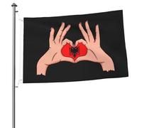 Drapeaux De Jardin Holding Love In Your Hands Of Albania Drapeaus Décoratif Decoration Drapeau Fierté Couleurs Vives Bannières Extérieure Pour Fête Balcon Défilé 90X152CM