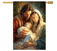Drapeaux De Jardin Holy Family Nativity Christmas With Mary Joseph And Baby Jesus Coupe-Vent Et Étancheune Treer Drapeau Résiste Aux Intempéries Pelouse Drapeaux Pour Jardinage Ferme S