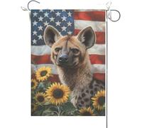 Drapeaux De Jardin Hyène Tournesol États-Unis 4 Juillet Jour Du Souvenir Jour De L'Indépendance Animal Bannières Extérieure Durable Bannière Jardins Résistant Drapeau Fierté Pour 30X45CM