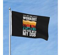 Drapeaux De Jardin I Just Want To Workout And Hang With My Dog Drapeau Fierté Durable Drapeaus Décoratif Résistant Bannière Jardins Pour Festivals Défilé Balcon 90X152CM